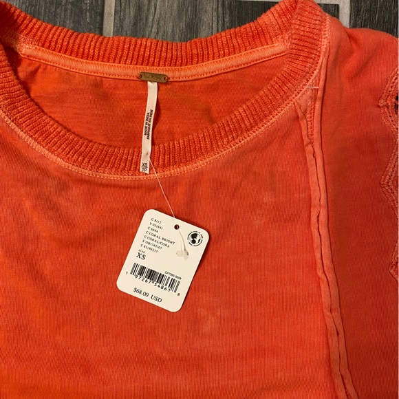 Free People Table For Two Rust Tank Embroidered Lace Oversize Top Size XS NWT PM - Picture 3 of 4